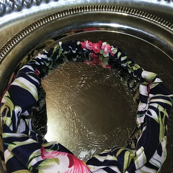 🌴🌺N 2 PIECE SET PALM LEAVES HEAD WRAP& SCRUNCHIE - Picture 5 of 6